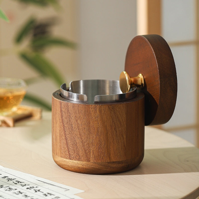 Cendrier design en bois avec couvercle