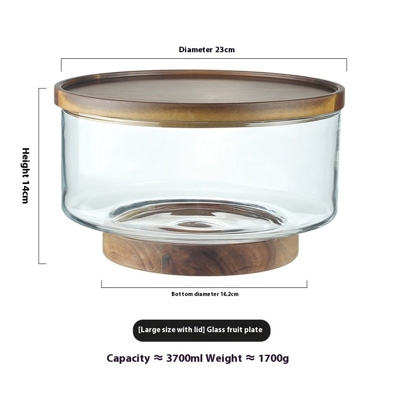 Coupe à fruits en verre & bois