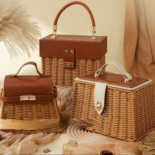 Sac panier en rotin tressé