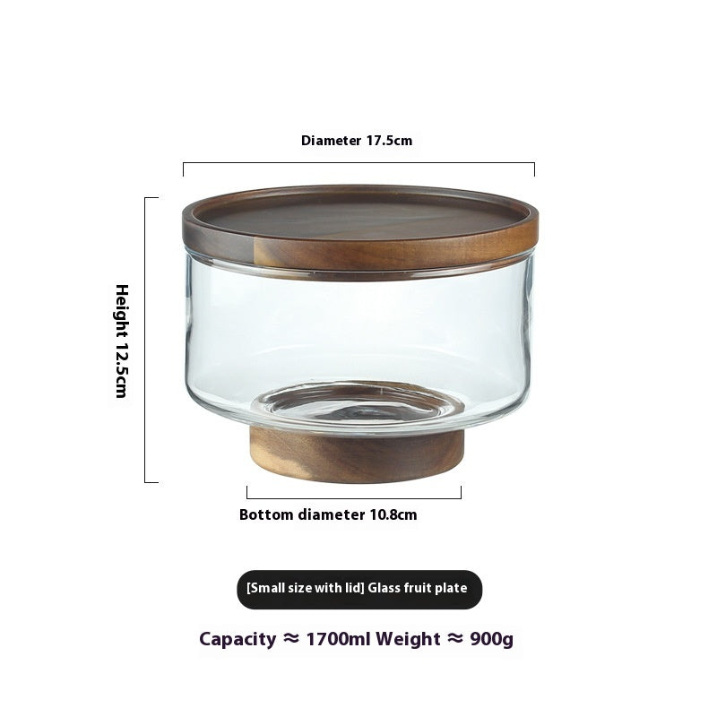 Coupe à fruits en verre & bois