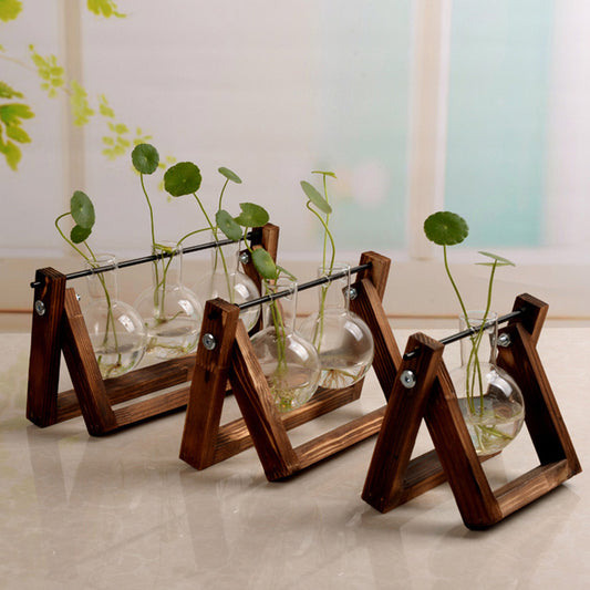 Station de bouturage en bois – vases suspendus