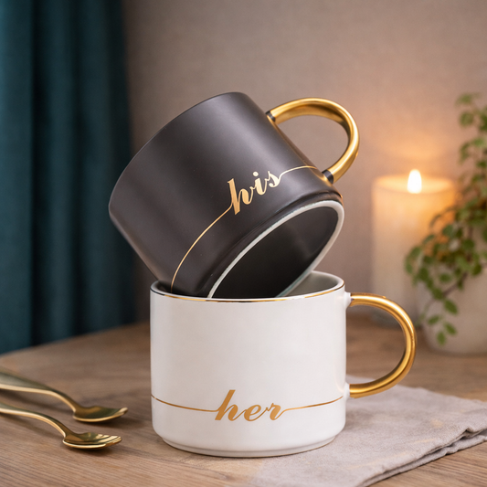 Tasse & plateau “LOVE” – duo céramique noir ou blanc (220 ml)