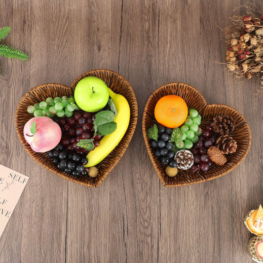 Panier cœur en rotin