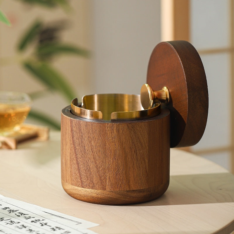 Cendrier design en bois avec couvercle