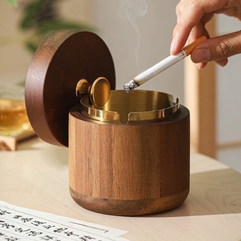 Cendrier design en bois avec couvercle