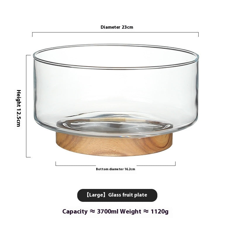 Coupe à fruits en verre & bois