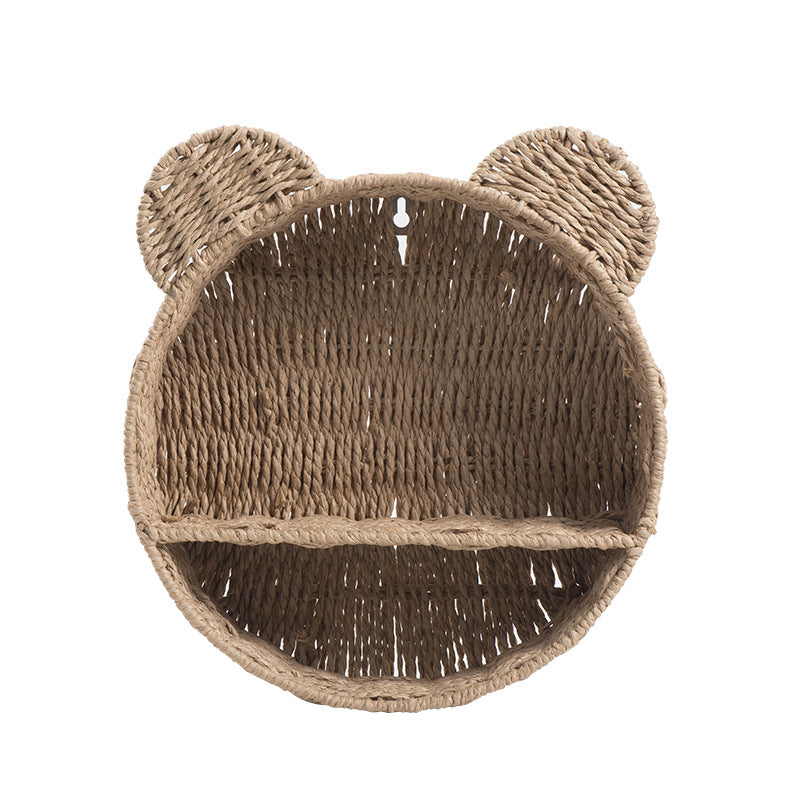 Étagère murale en rotin – rangement déco “petit ours”